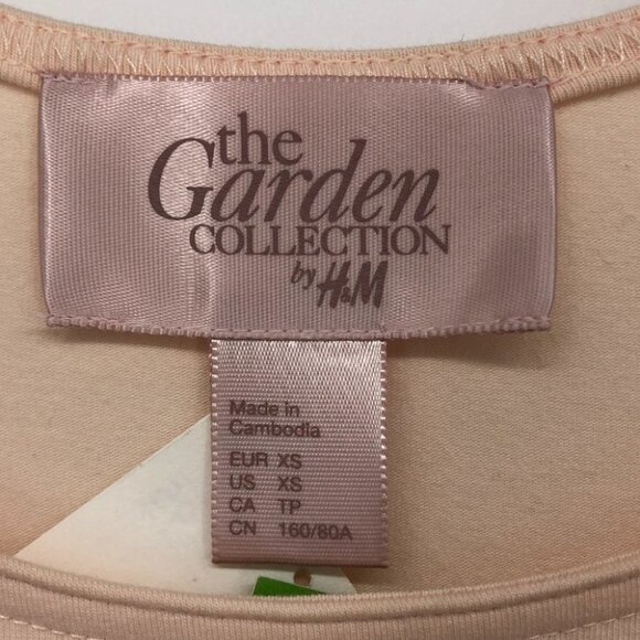 H&M NWT paste pink The Garden Collection bodycon mini dress puffy floral sleeves - Picture 4 of 15